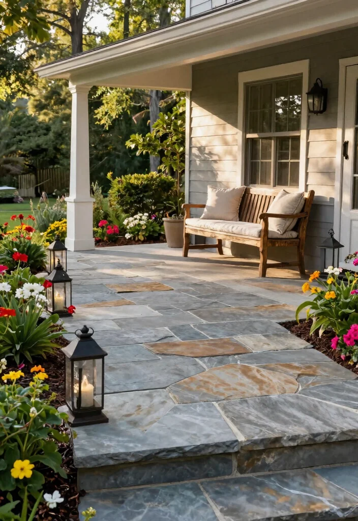 12 Front Porch Tile Ideas That Don't Crack in Freeze-Thaw - 2. Natural Stone Slabs 1