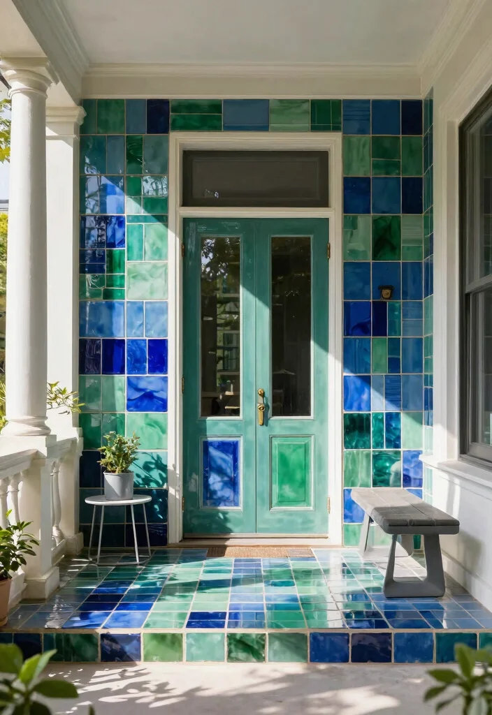 12 Front Porch Tile Ideas That Don't Crack in Freeze-Thaw - 4. Glass Tiles 1