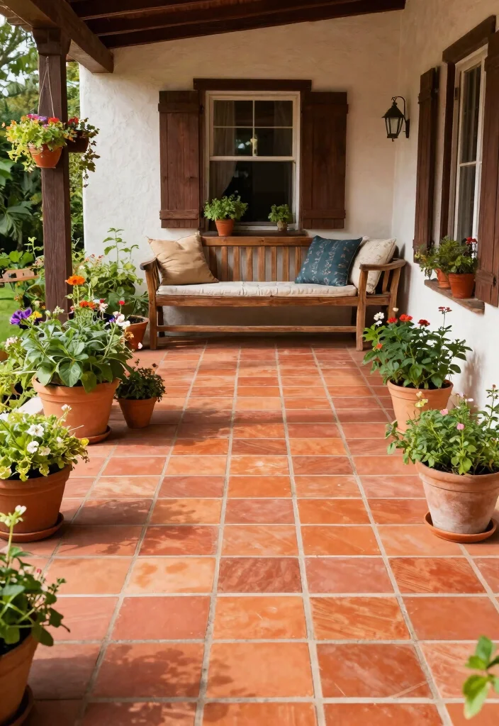 12 Front Porch Tile Ideas That Don't Crack in Freeze-Thaw - 5. Terracotta Tiles 1