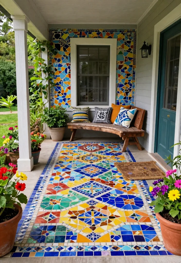 12 Front Porch Tile Ideas That Don't Crack in Freeze-Thaw - 8. Mosaic Tiles 1