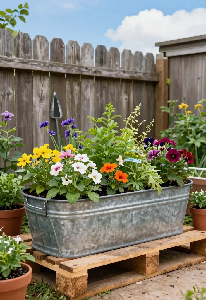 12 Galvanized Planter Concepts That Add Farmhouse Charm on a Budget - 1. Rustic Galvanized Trough Garden 1