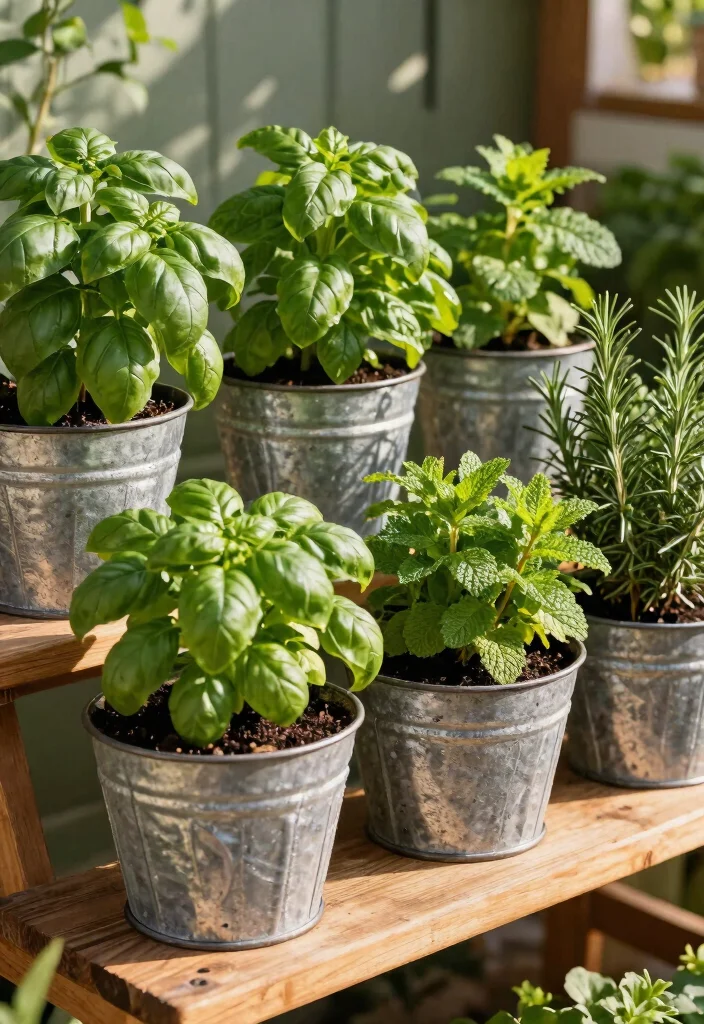 12 Galvanized Planter Concepts That Add Farmhouse Charm on a Budget - 11. Galvanized Planter for Herbs 1
