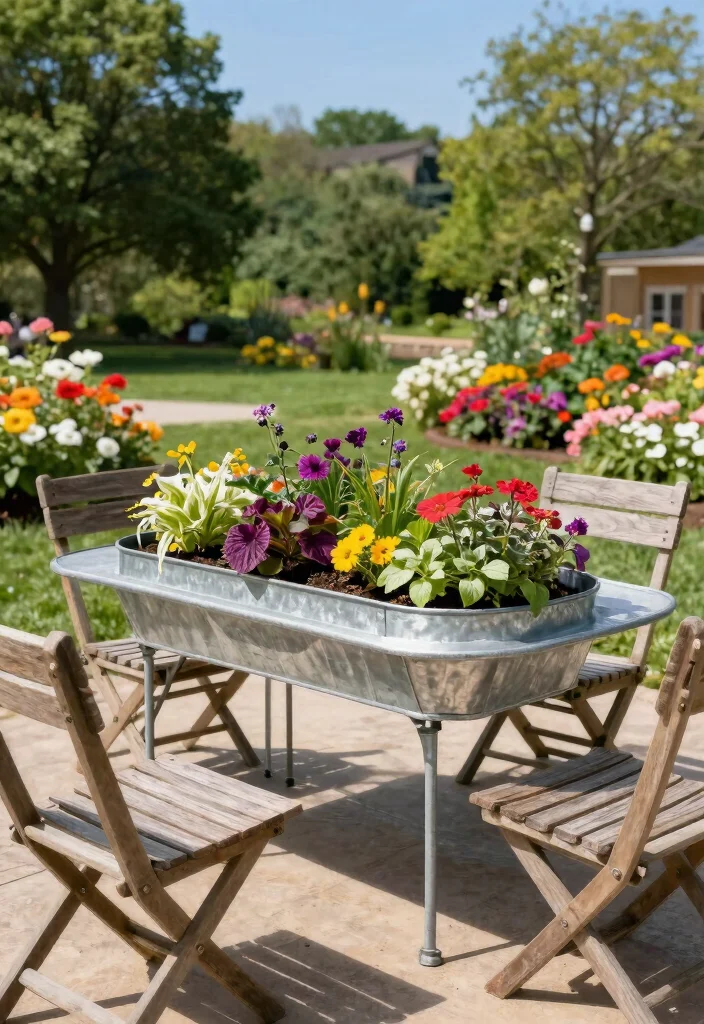 12 Galvanized Planter Concepts That Add Farmhouse Charm on a Budget - 4. Galvanized Planter Table 1