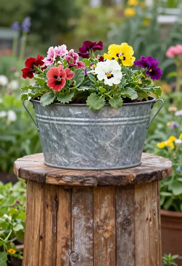 12 Galvanized Planter Concepts That Add Farmhouse Charm on a Budget - 5. Galvanized Planter with Wood Base 1