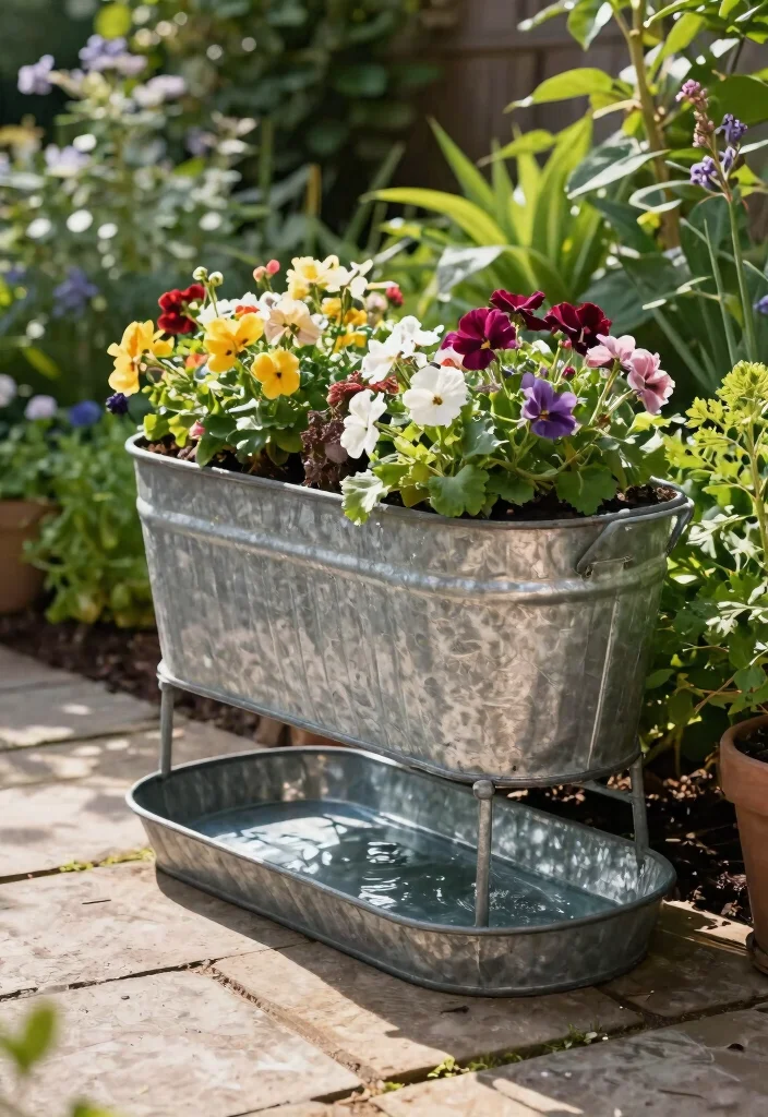 12 Galvanized Planter Concepts That Add Farmhouse Charm on a Budget - 9. Galvanized Planter with Drainage Tray 1