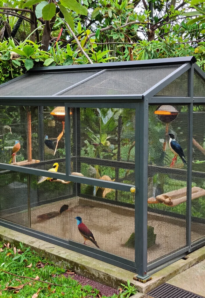 12 Outdoor Aviary Ideas That Protect Birds From Predators and Weather - 11. Seasonal Adaptation Features 1