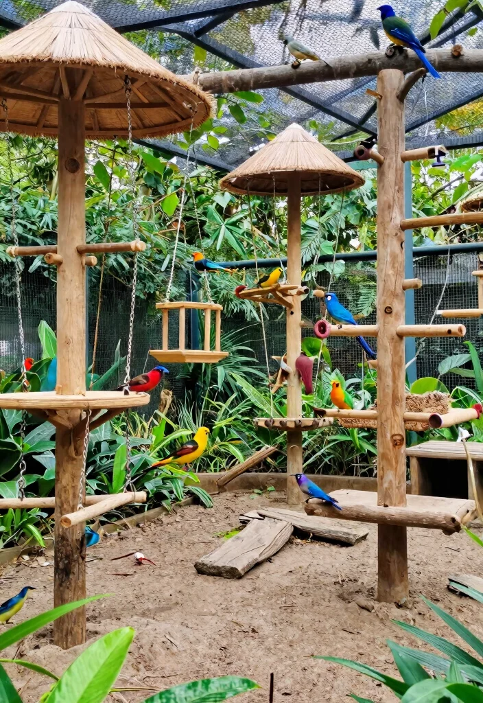 12 Outdoor Aviary Ideas That Protect Birds From Predators and Weather - 9. Interactive Play Aviaries 1