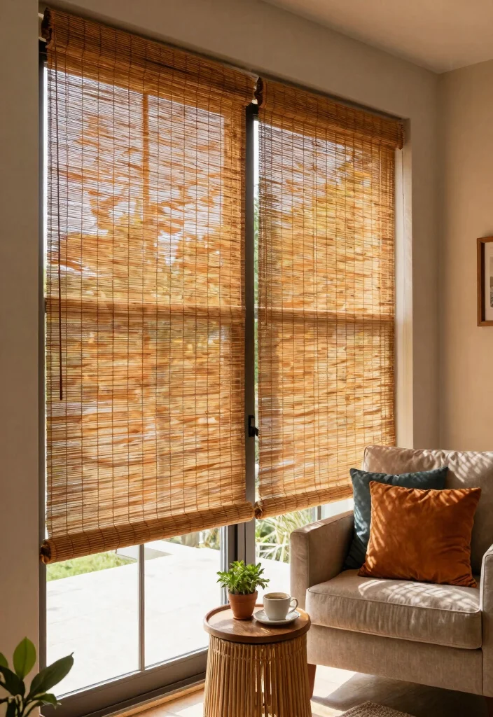 12 Patio Door Coverings That Block Heat Without Blocking Light - 5. Bamboo Blinds: Natural Charm 1