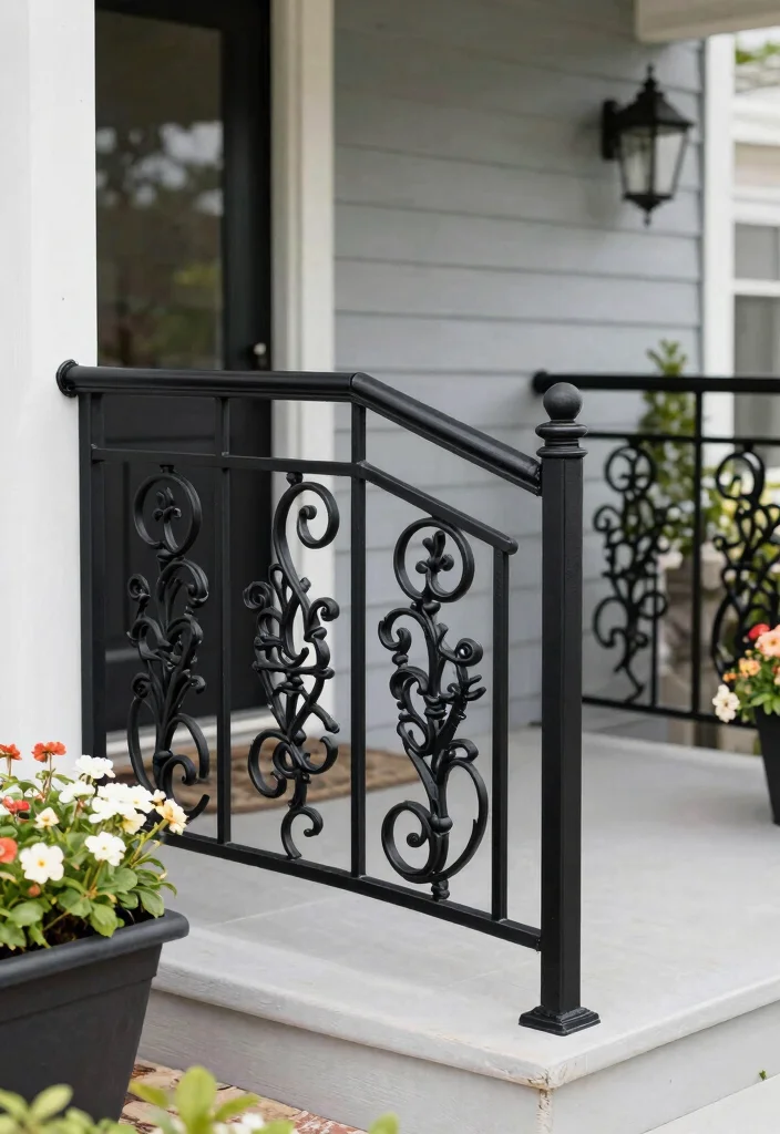 12 Porch Step Railing Ideas That Meet Code and Boost Curb Appeal - 6. Decorative Aluminum Railings 1
