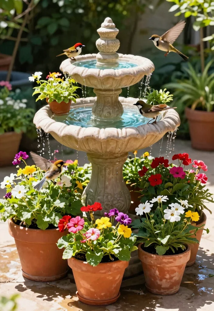 14 Bird Bath Planter Ideas That Don't Leak or Tip Over - 14. Terraced Bird Bath Planter 1