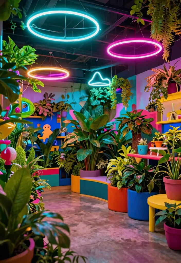 14 Ceiling Lamp Design Ideas That Light the Whole Room Evenly - 14. Neon Lights for a Fun Vibe 1