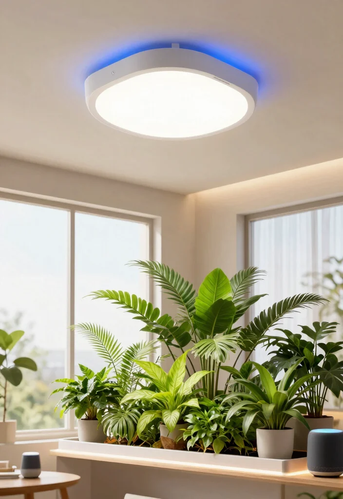 14 Ceiling Lamp Design Ideas That Light the Whole Room Evenly - 4. Smart Ceiling Lights for High-Tech Gardening 1