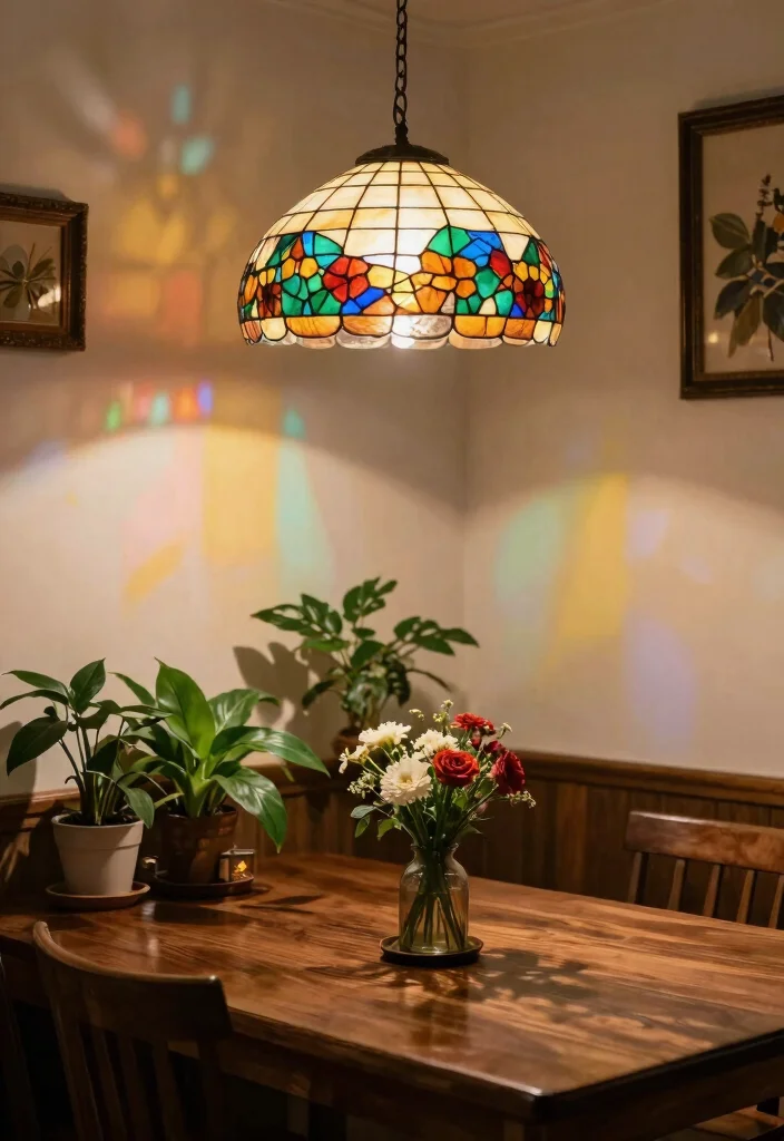 14 Ceiling Lamp Shade Ideas That Soften Harsh Bulbs and Add Style - 13. Stained Glass Shades 1