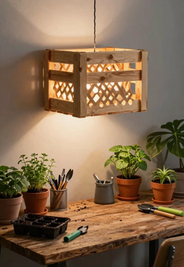 14 Ceiling Lamp Shade Ideas That Soften Harsh Bulbs and Add Style - 14. DIY Wooden Crate Shades 1