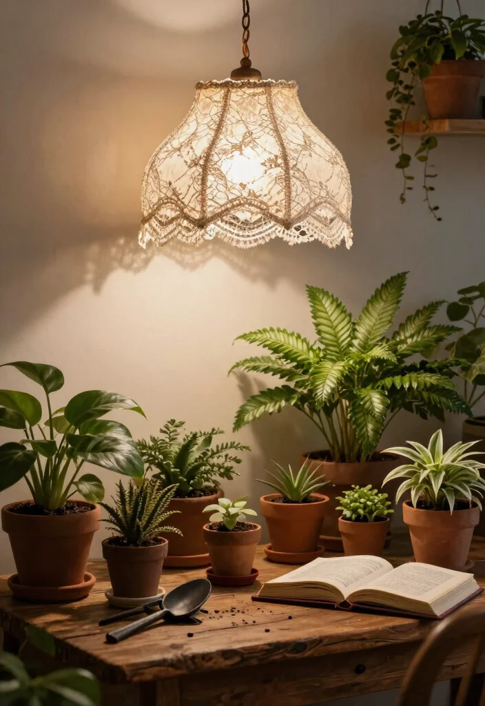 14 Ceiling Lamp Shade Ideas That Soften Harsh Bulbs and Add Style - 5. Vintage Lace Shades 1