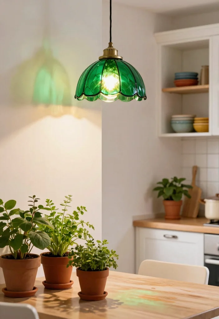 14 Ceiling Lamp Shade Ideas That Soften Harsh Bulbs and Add Style - 8. Colored Glass Shades 1