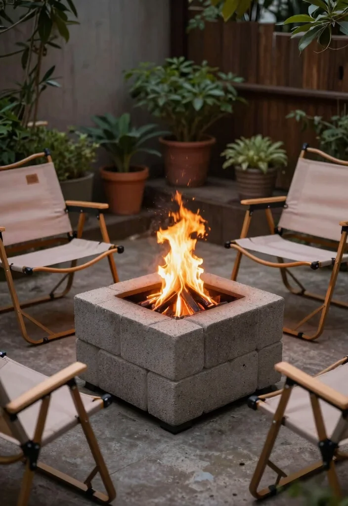 14 Cinder Block Fire Pit Ideas You Can Build This Weekend - 13. Compact Cinder Block Fire Pit 1