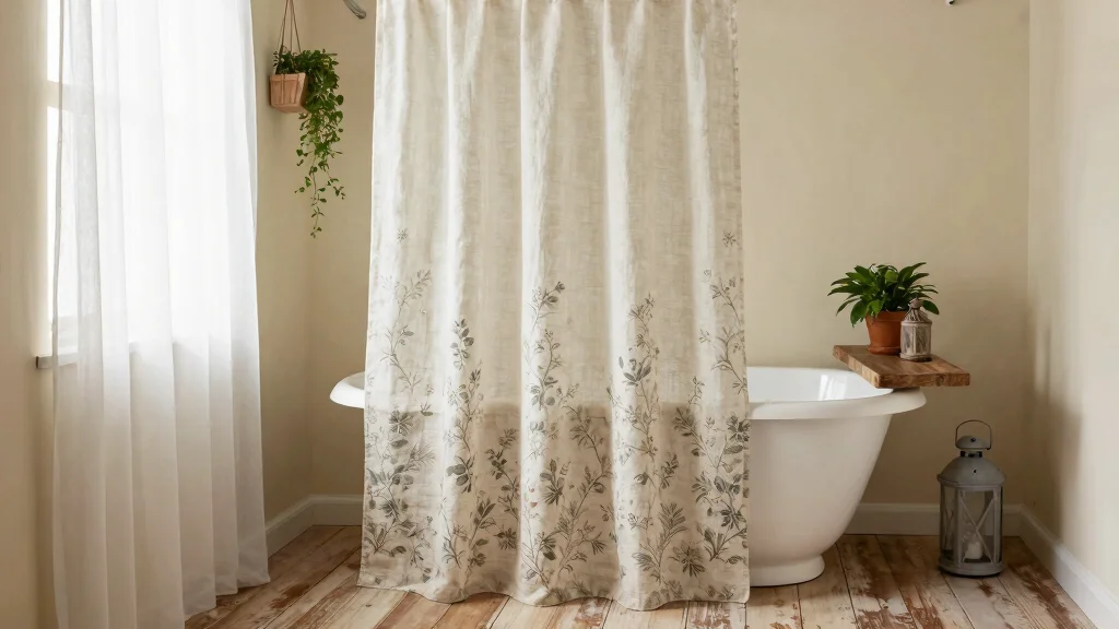 14 Farmhouse Shower Curtain Ideas That Hide a Builder-Grade Tub