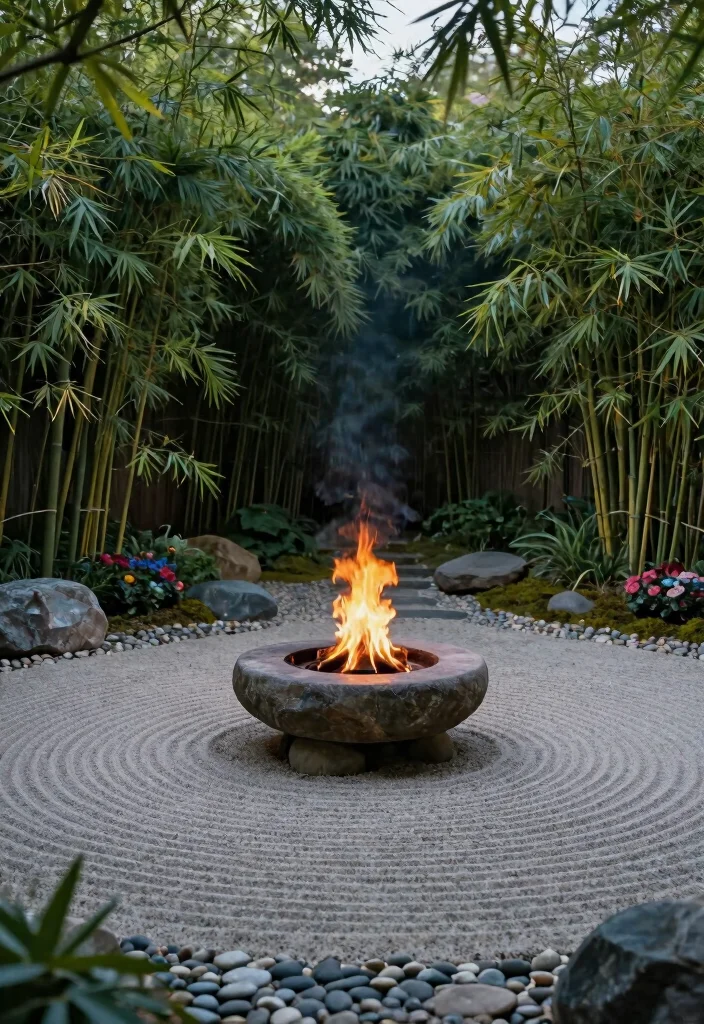 14 Garden Fire Pit Ideas That Blend Into Landscaping and Stay Safe - 10. Fire Pit in a Zen Garden 1