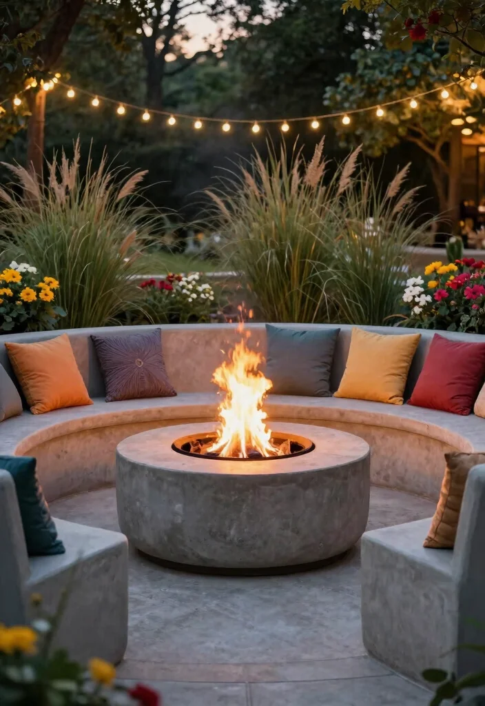 14 Garden Fire Pit Ideas That Blend Into Landscaping and Stay Safe - 2. Fire Pit with Built-in Seating 1