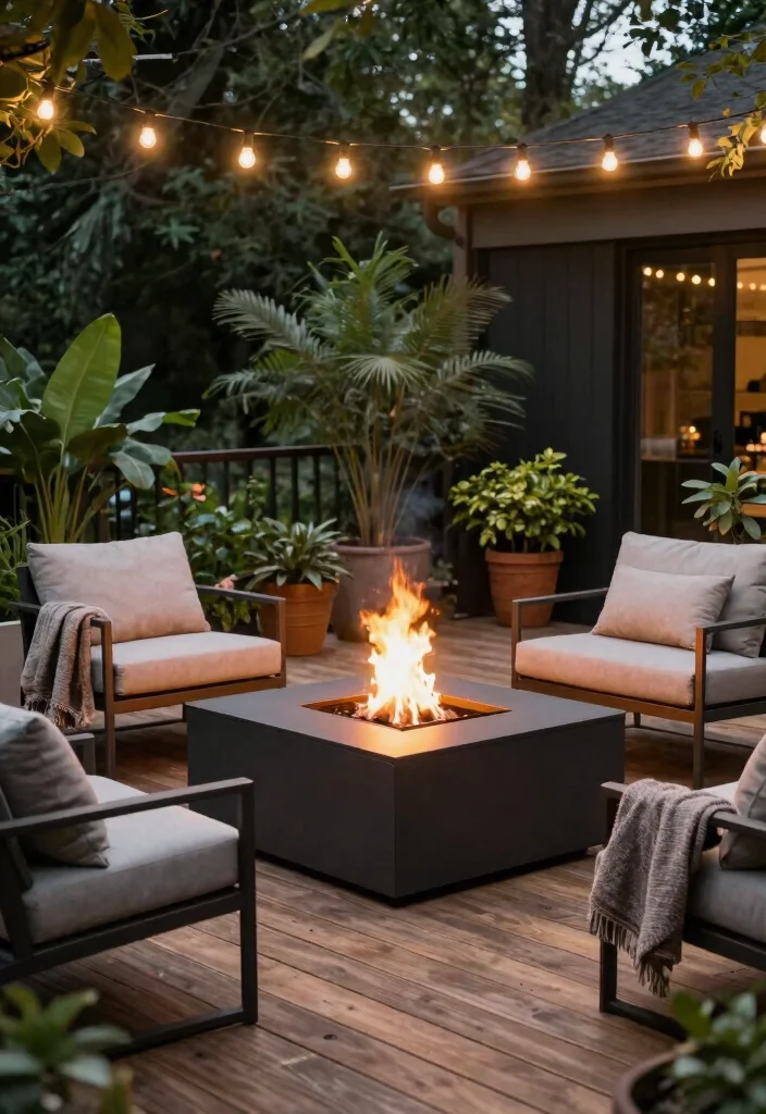 14 Garden Fire Pit Ideas That Blend Into Landscaping and Stay Safe - 6. Fire Pit on a Deck 1