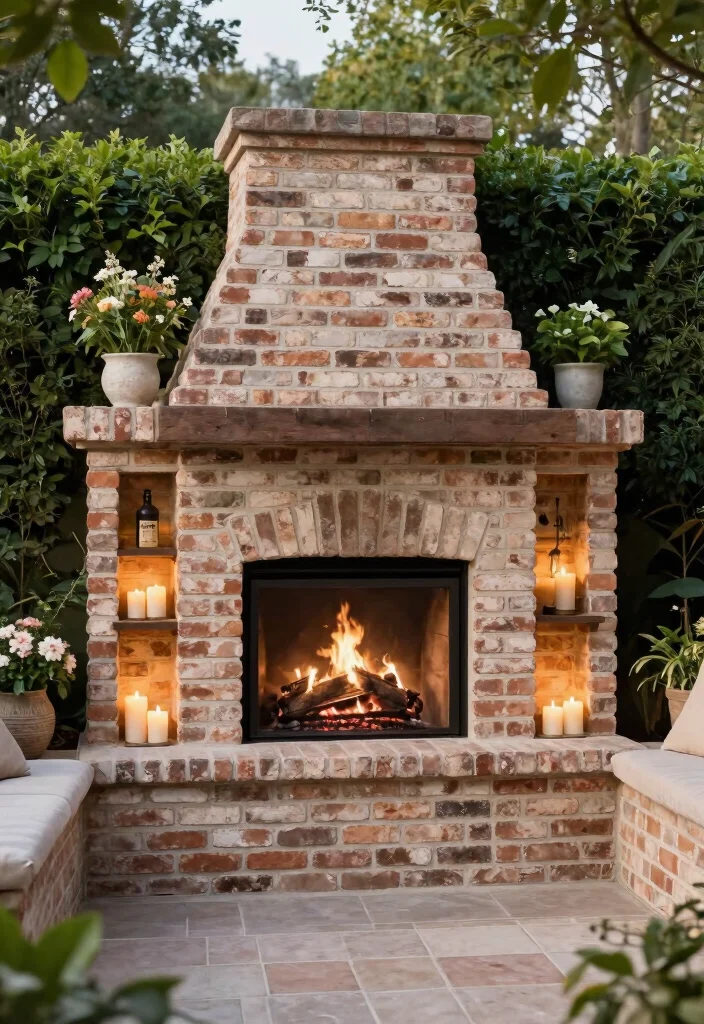 14 Outdoor Brick Fireplace Ideas That Don't Need a Full Mason Build - 11. Built-in Brick Fireplaces 1
