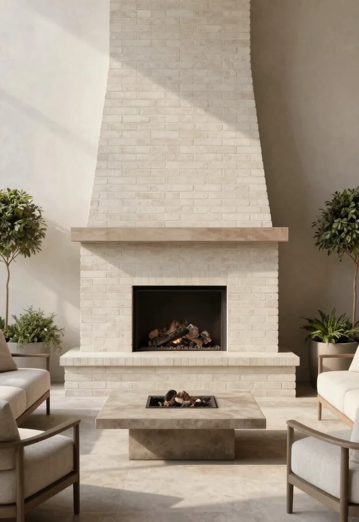 14 Outdoor Brick Fireplace Ideas That Don't Need a Full Mason Build - 13. Minimalist Brick Fireplace 1