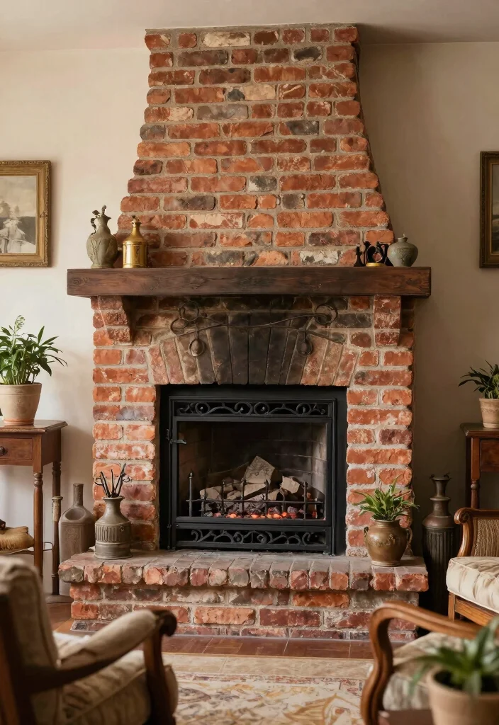 14 Outdoor Brick Fireplace Ideas That Don't Need a Full Mason Build - 14. Vintage Brick Fireplace 1