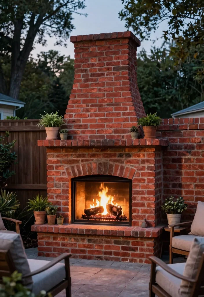 14 Outdoor Brick Fireplace Ideas That Don't Need a Full Mason Build - 2. Corner Brick Fireplace 1