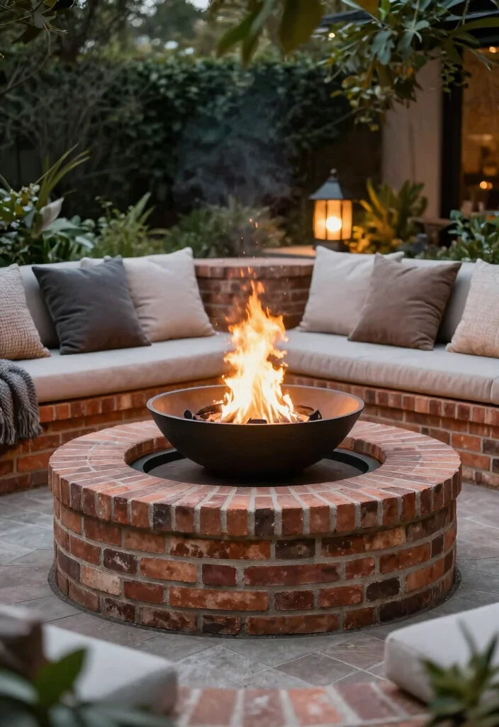 14 Outdoor Brick Fireplace Ideas That Don't Need a Full Mason Build - 5. Fire Bowl on Brick Base 1