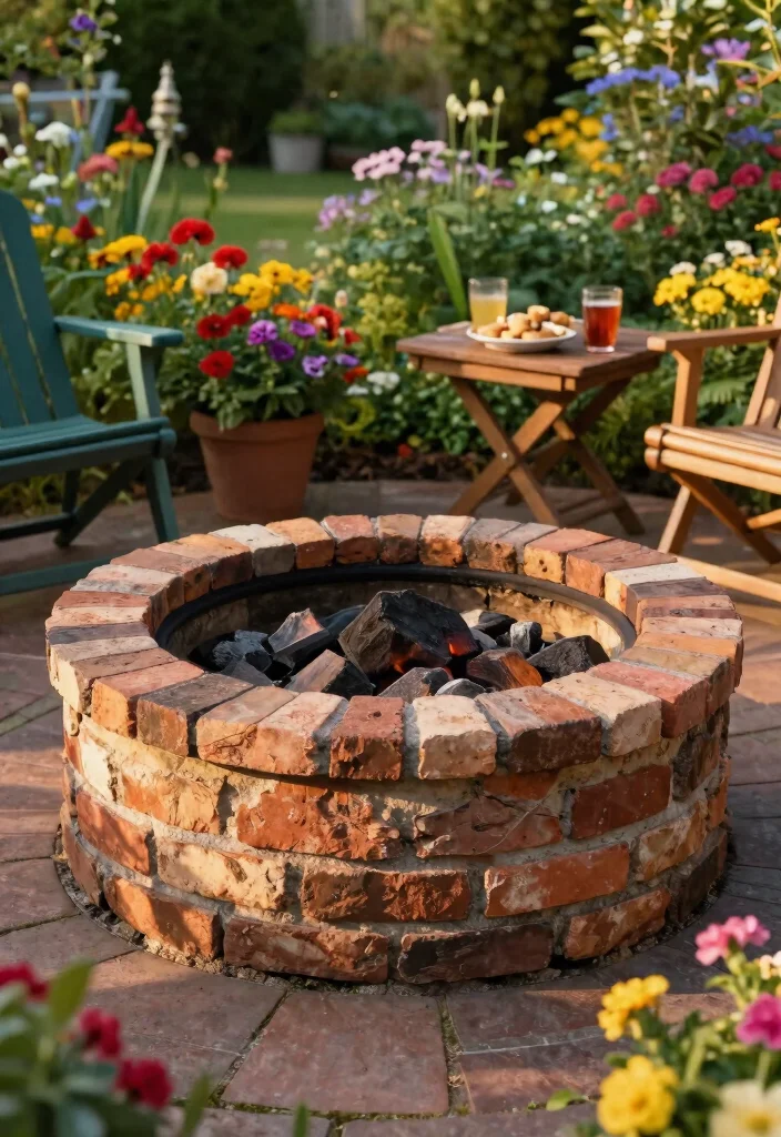 14 Outdoor Fire Pit Ideas That Work on Tight Budgets - 1. Repurposed Brick Fire Pit 1
