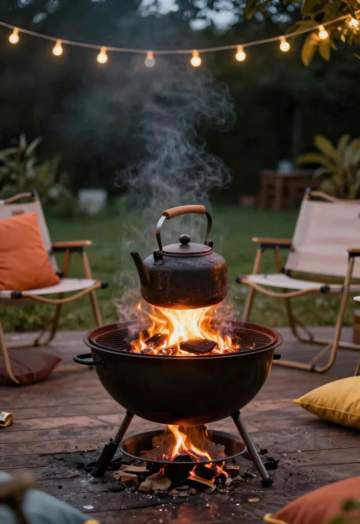 14 Outdoor Fire Pit Ideas That Work on Tight Budgets - 13. Kettle Grill Fire Pit 1