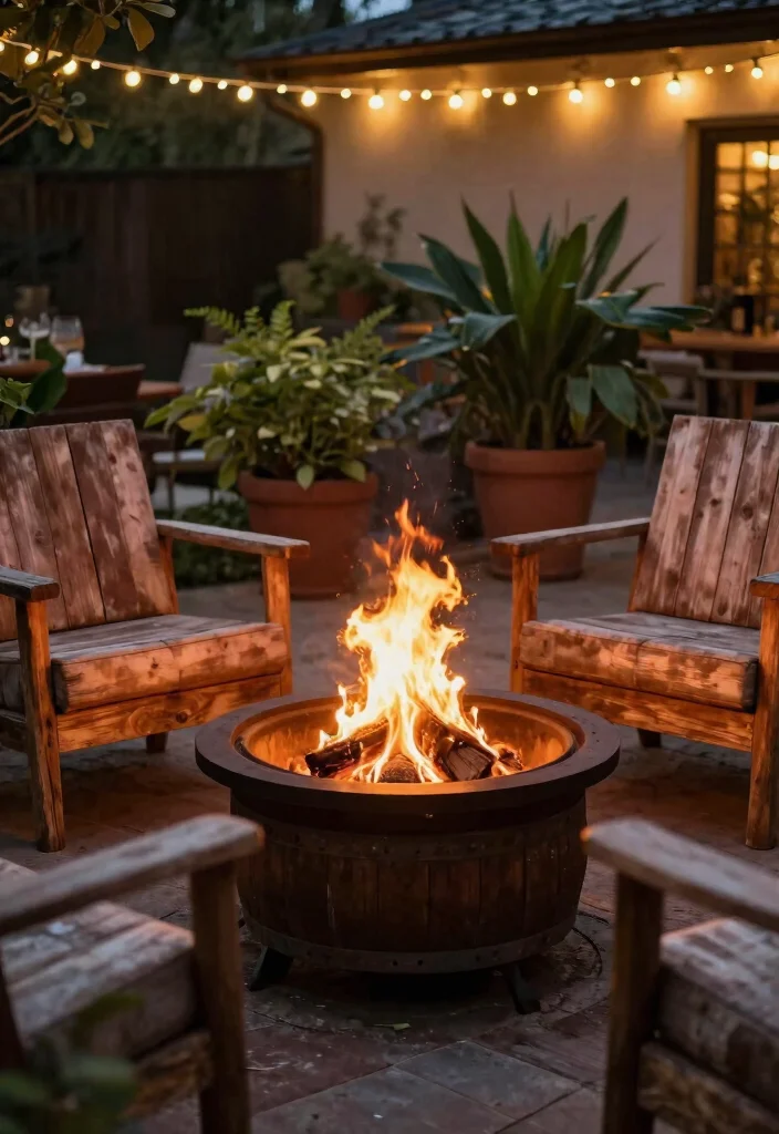 14 Outdoor Fire Pit Ideas That Work on Tight Budgets - 6. Wine Barrel Fire Pit 1