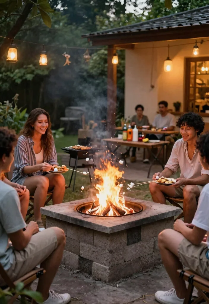 14 Outdoor Fire Pit Ideas That Work on Tight Budgets - 7. Cinder Block BBQ Fire Pit 1