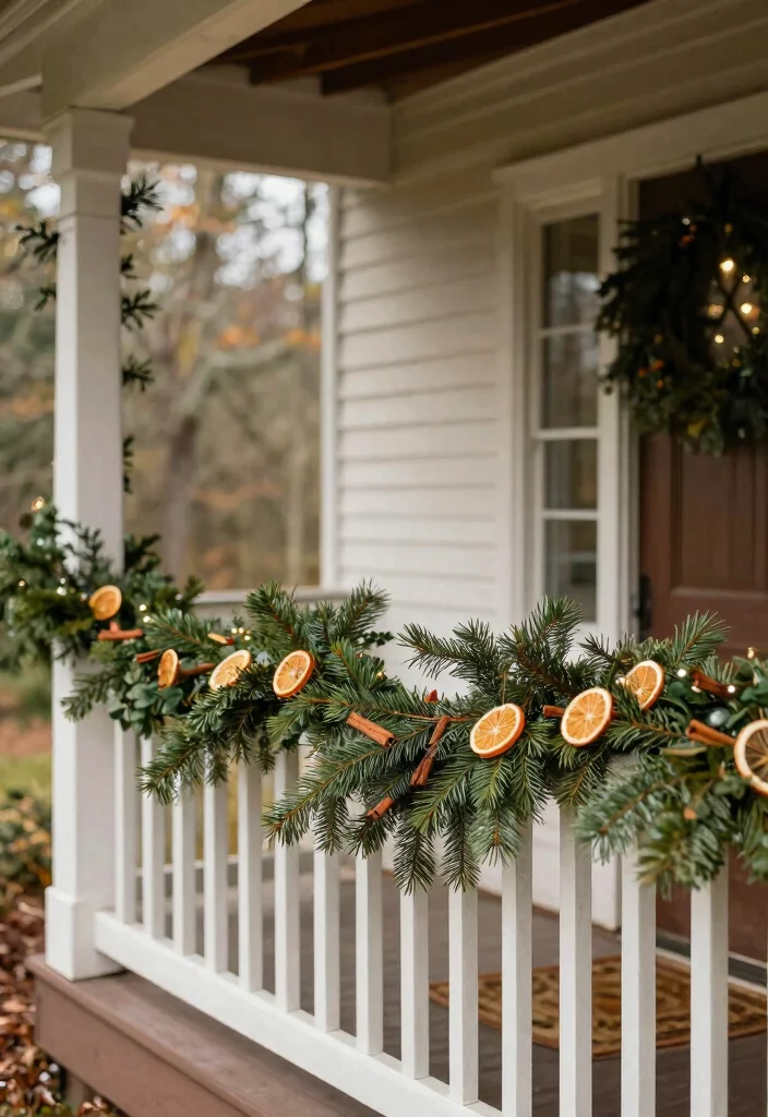 14 Rustic Christmas Front Porch Ideas on a Budget That Feel Cozy - 13. Natural Garland Accents 1
