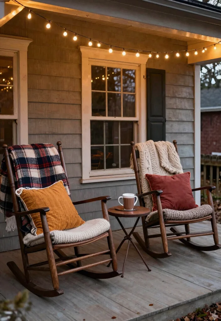 14 Rustic Christmas Front Porch Ideas on a Budget That Feel Cozy - 5. Cozy Blanket Displays 1
