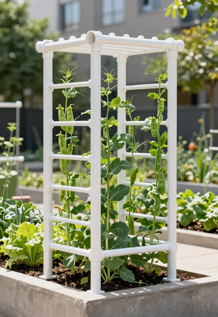 14 Snap Pea Trellis Ideas That Fit in Raised Beds and Small Plots - 6. PVC Pipe Trellis 1