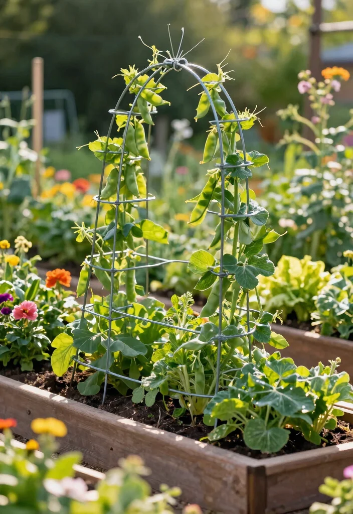 14 Snap Pea Trellis Ideas That Fit in Raised Beds and Small Plots - 9. Wire Hoop Trellis 1