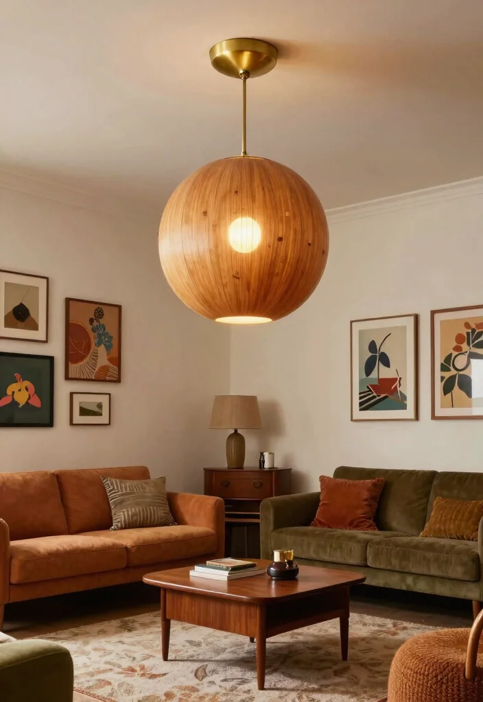 14 Wood Ceiling Lamp Ideas That Add Warmth Without Going Rustic - 2. Mid-Century Marvels: Retro Charm 1