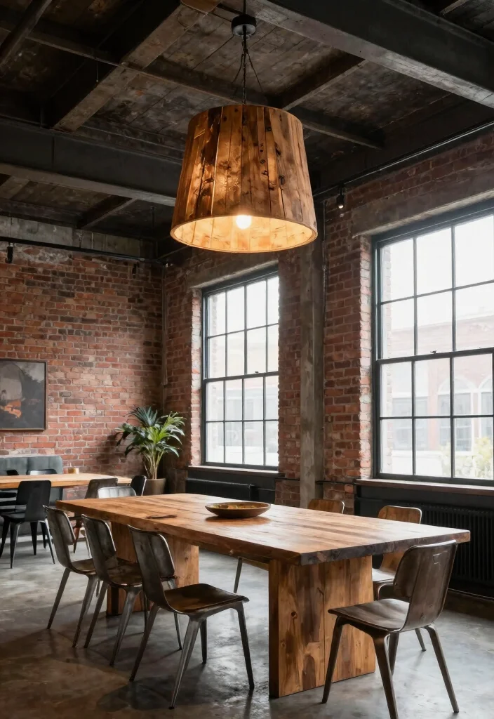 14 Wood Ceiling Lamp Ideas That Add Warmth Without Going Rustic - 3. Industrial Edge: Raw and Refined 1