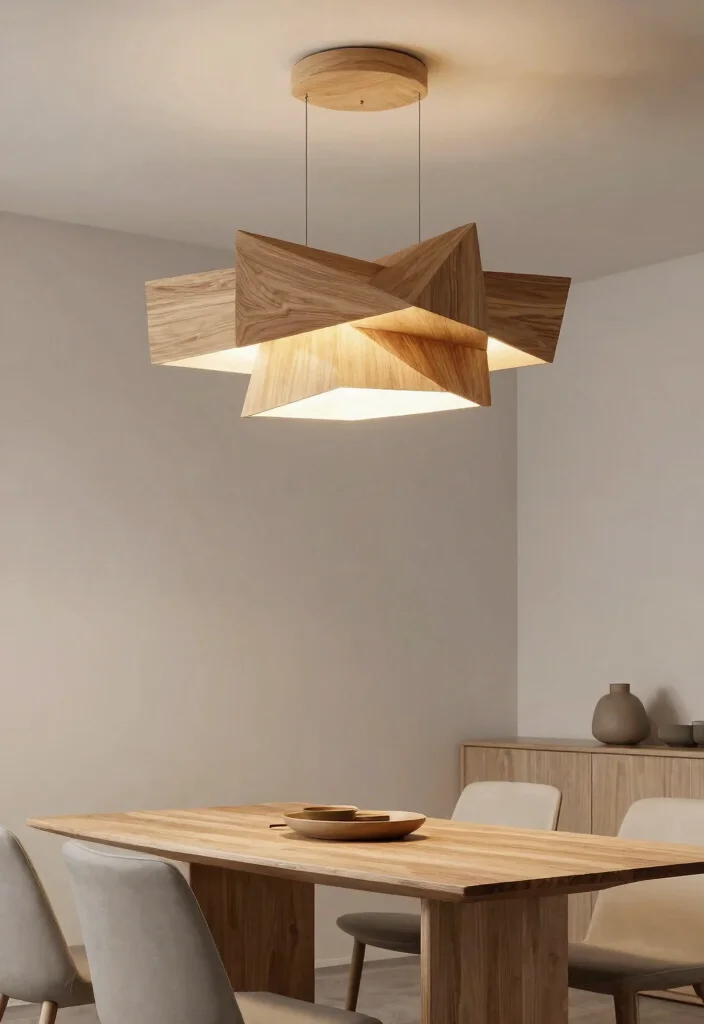 14 Wood Ceiling Lamp Ideas That Add Warmth Without Going Rustic - 4. Geometric Glam: Bold Designs 1