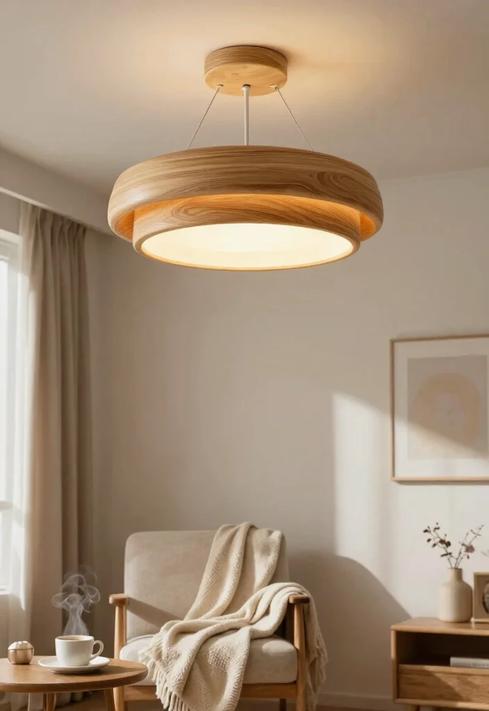 14 Wood Ceiling Lamp Ideas That Add Warmth Without Going Rustic - 9. Textured Layers: Adding Dimension 1