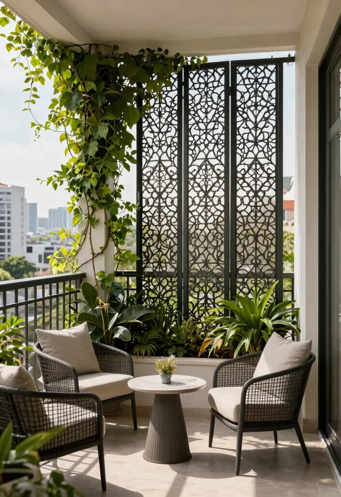15 Balcony Decor Ideas for Small Spaces That Don't Block Light - 11. Decorative Screens 1