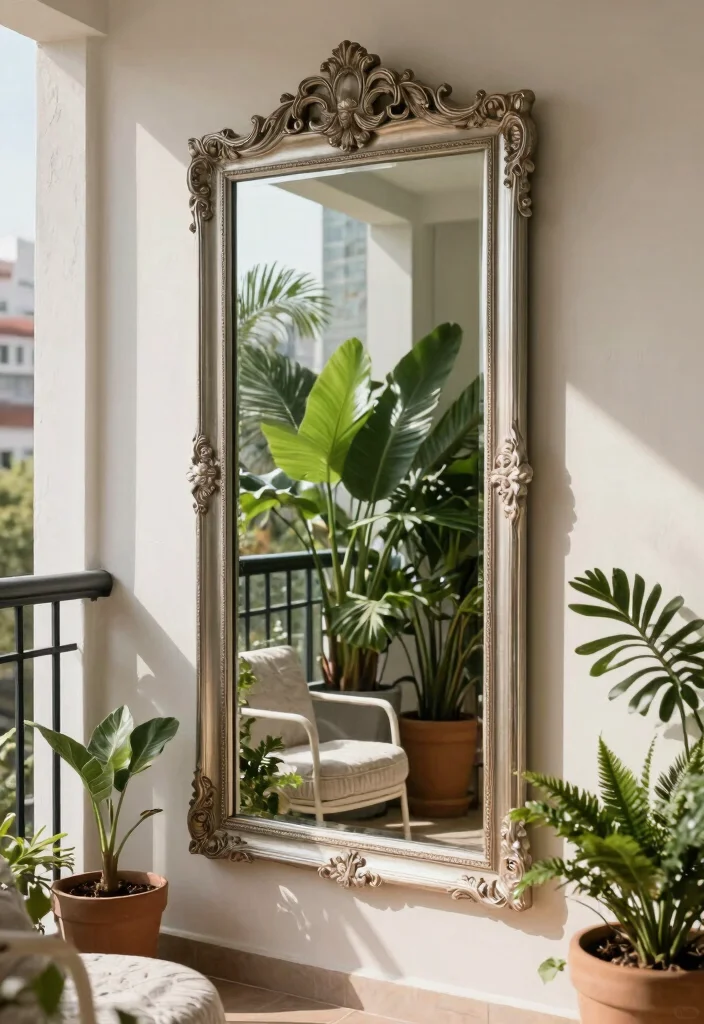 15 Balcony Decor Ideas for Small Spaces That Don't Block Light - 8. Mirror Magic 1
