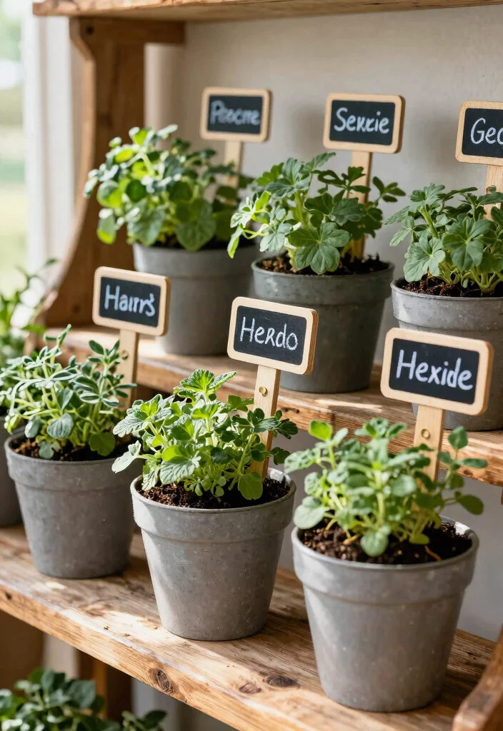 15 Country Farmhouse Decor Ideas That Feel Cozy Not Cluttered - 13. Herb Labels for a Personalized Touch 1
