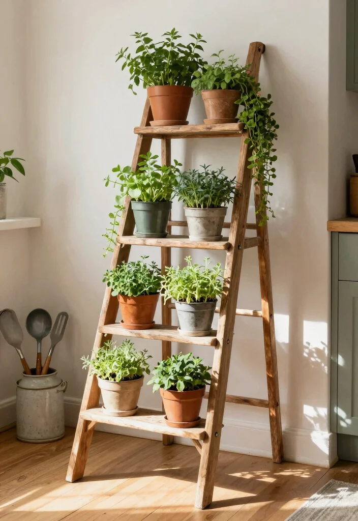 15 Country Farmhouse Decor Ideas That Feel Cozy Not Cluttered - 5. Herb Ladder 1