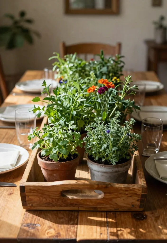 15 Country Farmhouse Decor Ideas That Feel Cozy Not Cluttered - 8. Herb Centerpiece for the Dining Table 1