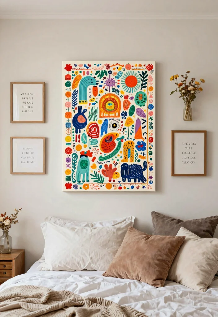 15 Cozy Farmhouse Bedroom Ideas on a Budget That Feel High-End - 14. Personal Touches with DIY Artwork 1