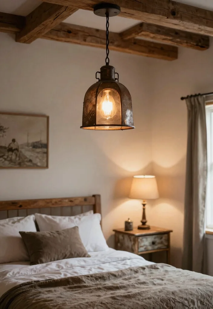 15 Cozy Farmhouse Bedroom Ideas on a Budget That Feel High-End - 7. Rustic Lighting Fixtures 1