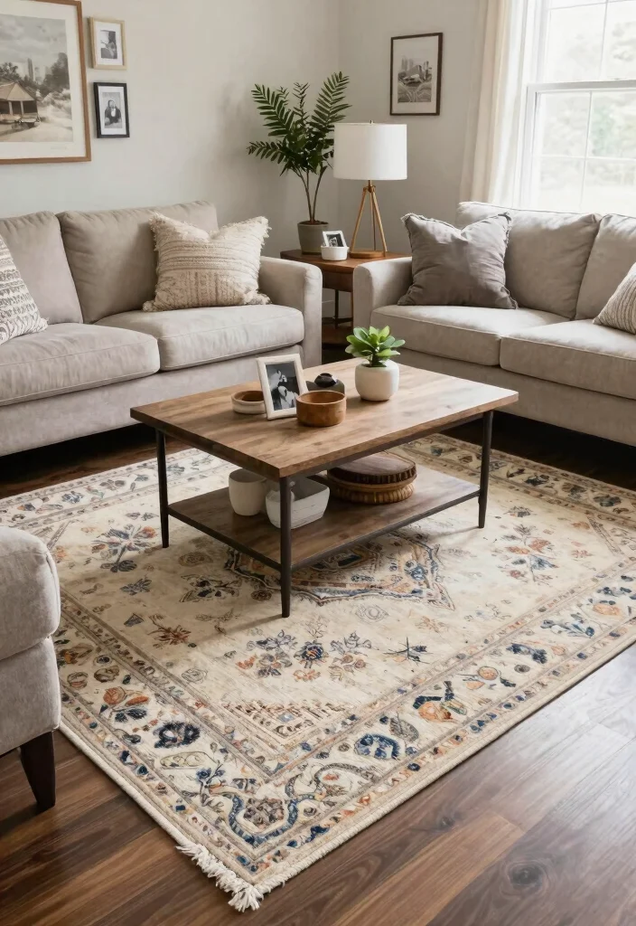 15 Farmhouse Rugs Living Room Ideas That Hide Stains and Wear - 13. Custom-Made Rugs 1